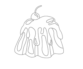 Panna cotta cartoon black and white clipart