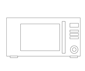 Cartoon microwave oven black and white clipart