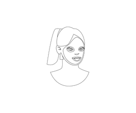Girl with facial mask black and white clipart