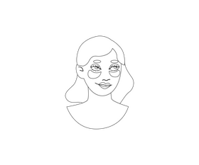 Cute girl with under eye patches black and white clipart