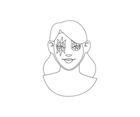 Woman cosmetic face mask black and white clipart