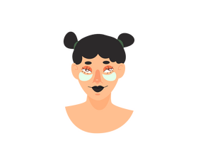Cartoon girl with under eye patches clipart
