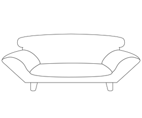 Cartoon sofa black and white clipart