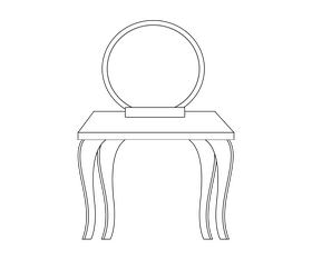 Round mirror on the table black and white clipart