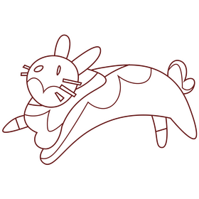 Cartoon rabbit jumping black and white clipart