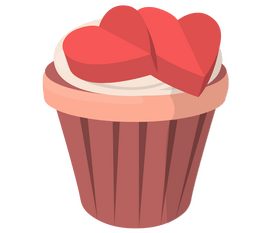 Cartoon cupcake with hearts clipart