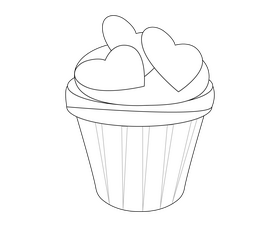 Romantic cupcake black and white clipart