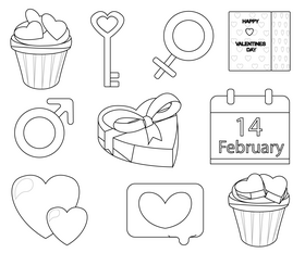 Love, romance icons black and white vector