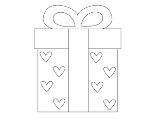 Romantic gift box with heart black and white clipart
