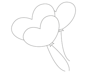 Romantic heart shaped balloons black and white clipart