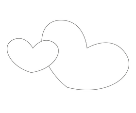 Cartoon hearts black and white clipart