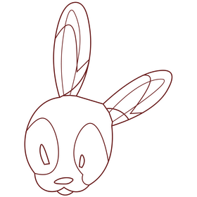 Cartoon rabbit head black and white clipart