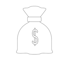 Money bag illustration black and white clipart