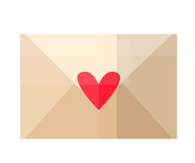 Cartoon heart on envelope clipart