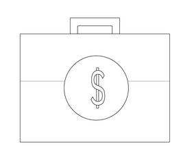 Cartoon money case black and white clipart