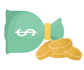 Gold coins bag illustration clipart