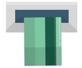 ATM slot with cash money clipart