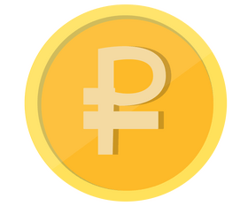 Gold coin with Ruble sign clipart