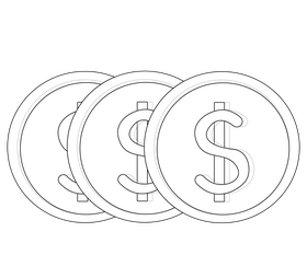 Gold dollar coin free black and white clipart