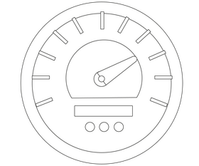 Cartoon motorcycle speedometer black and white clipart