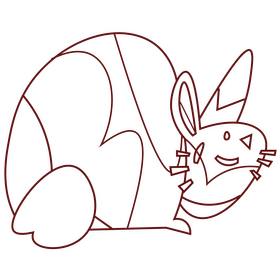 Adorable rabbit smiling black and white clipart