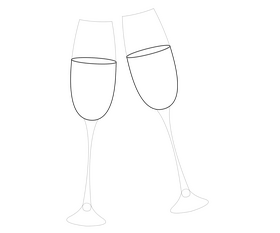 Glasses of champagne illustration black and white clipart