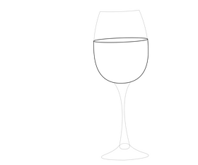 Glass of red wine black and white clipart