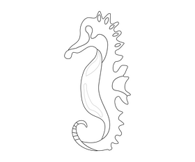 Free sea horse black and white clipart