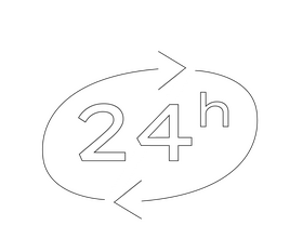 Open 24h black and white clipart