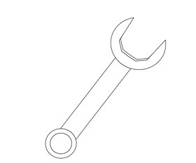 Wrench illustration black and white clipart