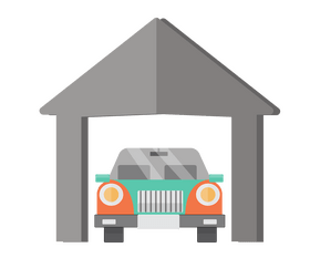 Car in a garage clipart