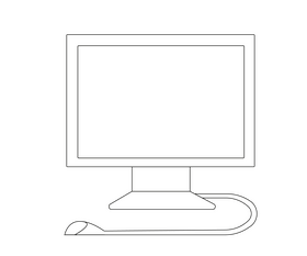 Cartoon computer black and white clipart