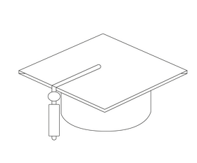 Graduation cap black and white clipart