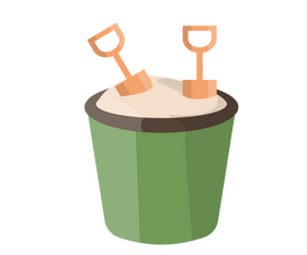 Bucket of sand with shovels clipart