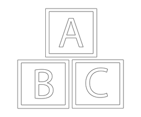 Alphabet cubes black and white clipart