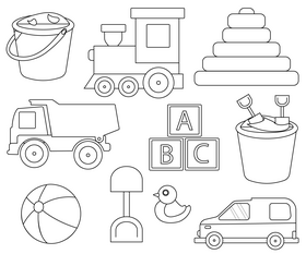 Kids toys black and white vector
