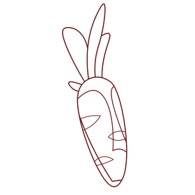 Rabbit carrot black and white clipart