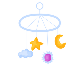 Baby bed hanging toys clipart