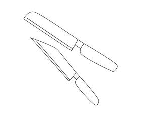 Kitchen knives drawing black and white clipart