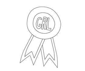 Girl Power medal, GRL PWR black and white clipart