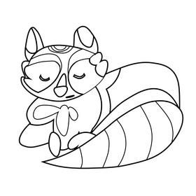 Racoon sleeping drawing black and white clipart