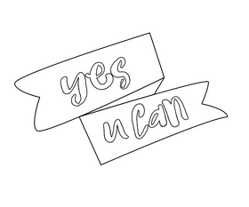Yes You Can motivational quotes black and white clipart
