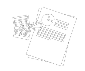Documents and glasses black and white clipart
