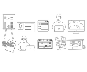 Office icons black and white vector