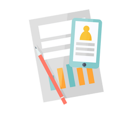 Tablet with paper and pencil clipart