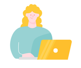 Cartoon woman working on laptop computer clipart