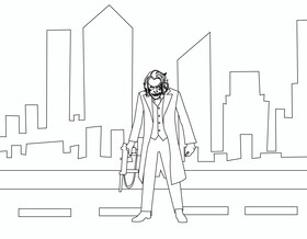 Joker drawing black and white vector