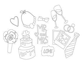 Wedding elements black and white vector