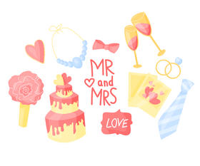Wedding elements vector