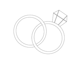 Wedding engagement rings black and white clipart